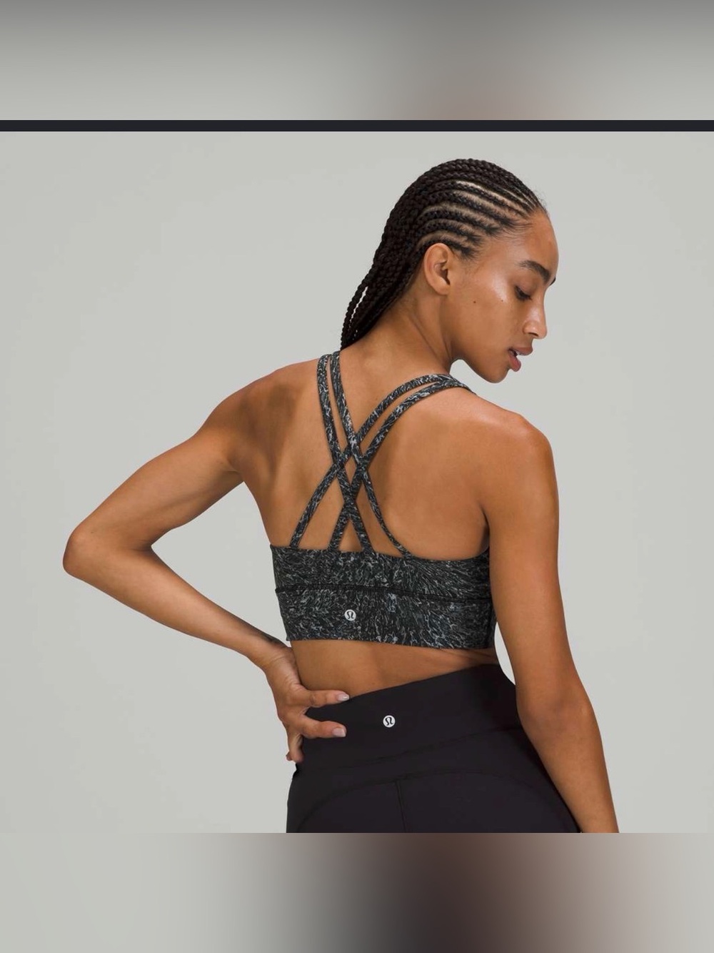 lululemon athletica Black Marble-Print Sports Bra